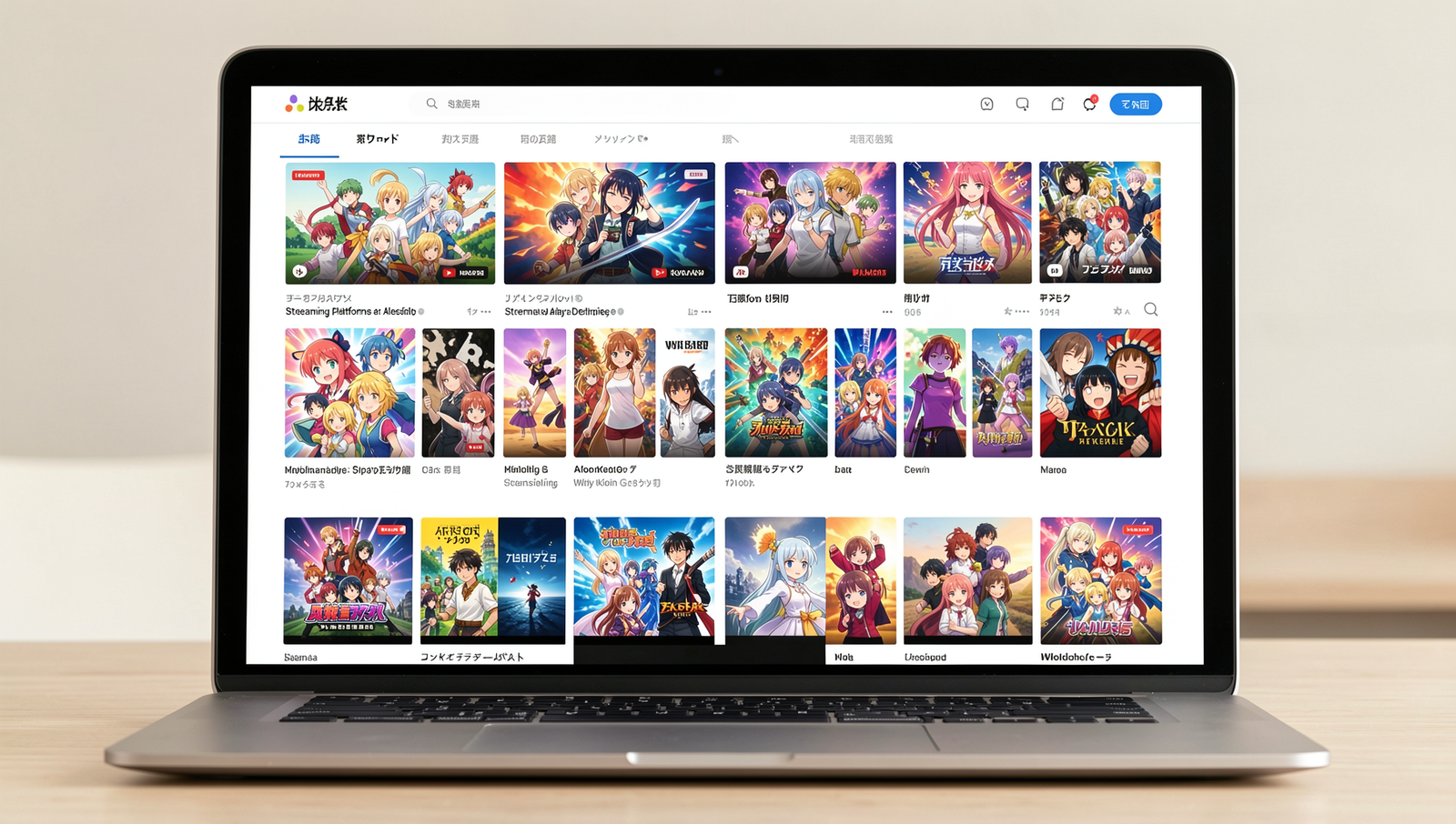 Screenshot of anime streaming platforms on a digital device showcasing accessibility features.