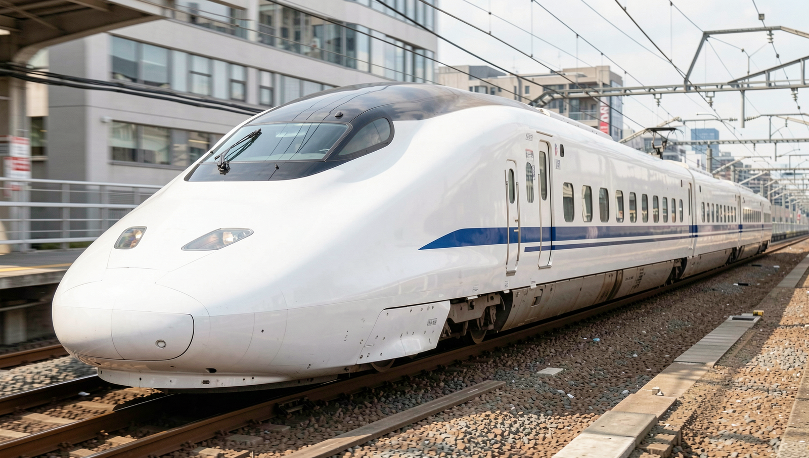 Detailed diagram illustrating Shinkansen speed capabilities and technology.