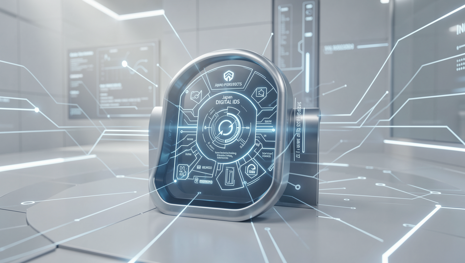 Futuristic digital ID concept showcasing advanced technology in public services.