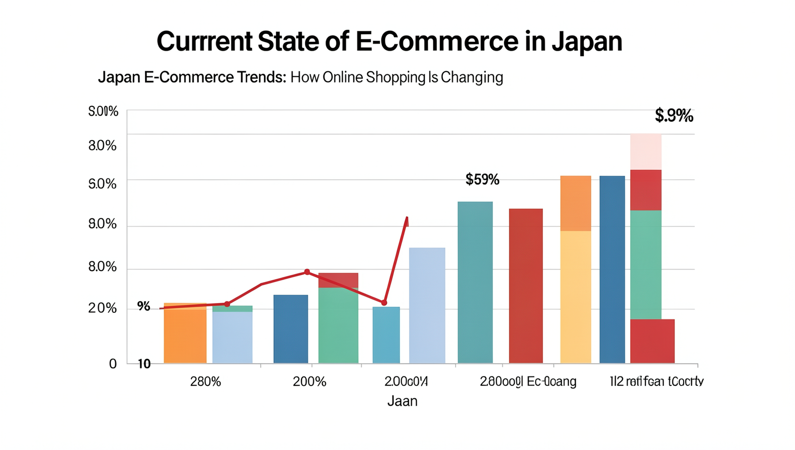 Graph illustrating e-commerce growth trends in Japan with detailed data points.