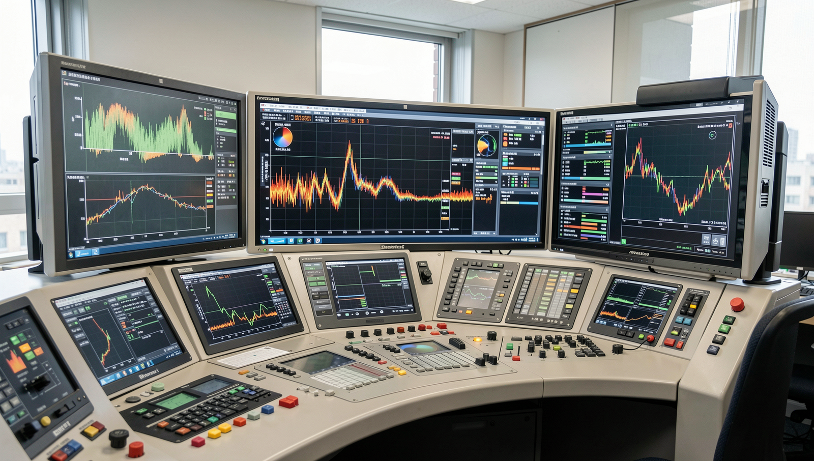Control room monitoring seismic activity with advanced technology in Japan.