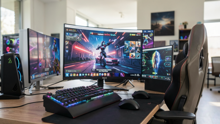 Photorealistic image depicting Japan's esports growth with vibrant gaming scene.