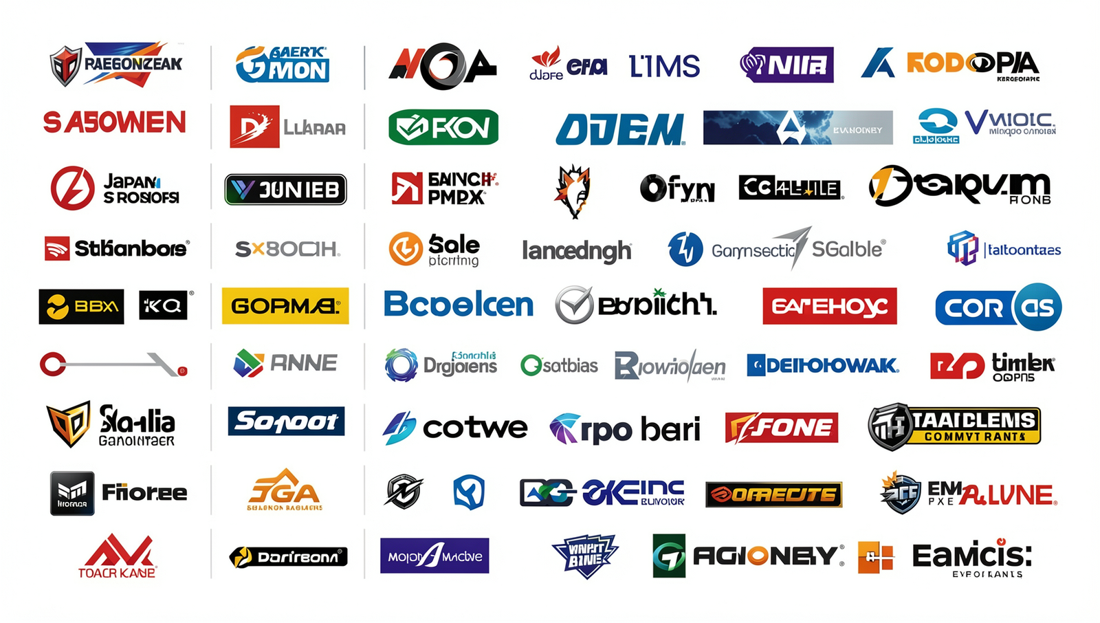 Collage of logos from major sponsors and gaming companies in esports.