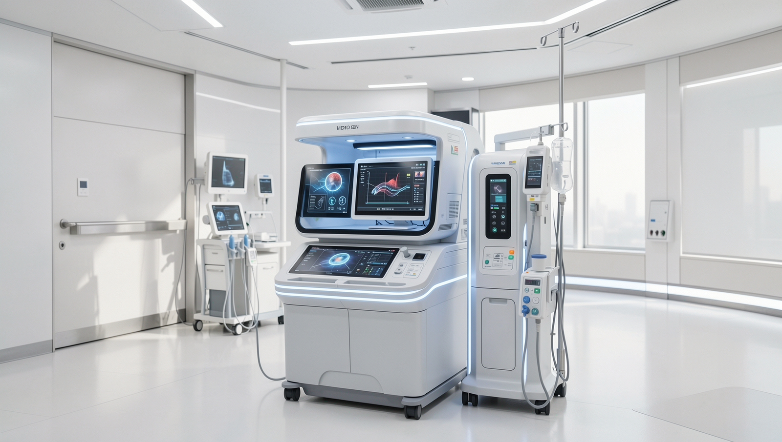 Futuristic healthcare technology in Japan showcasing digital innovations.