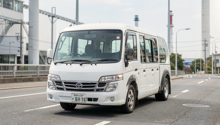 Photorealistic image of hydrogen fuel cell technology in Japan's transportation sector.