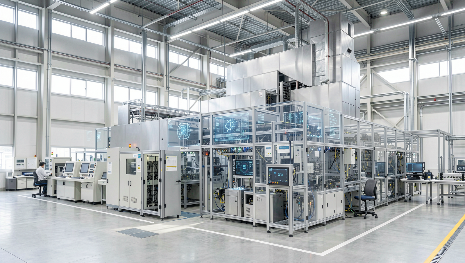 Modern Japanese factory showcasing advanced AI technology integration in manufacturing.