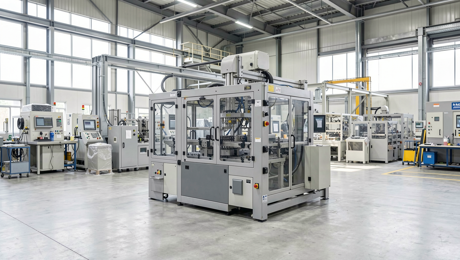 Detailed image of a factory showcasing AI implementation in manufacturing.