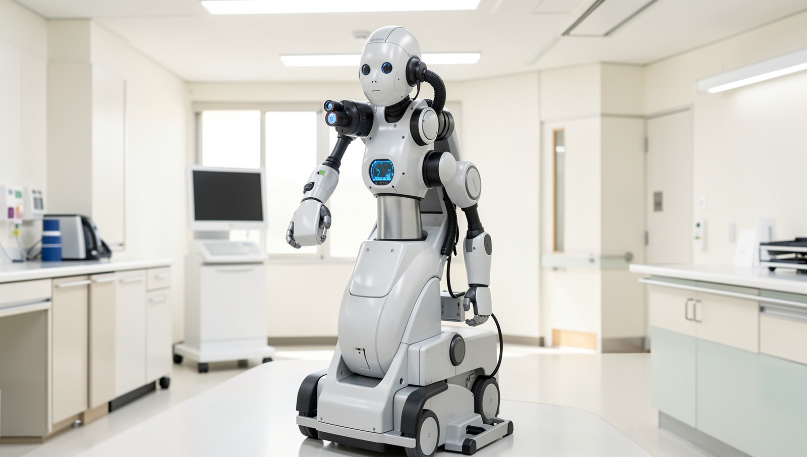 Detailed diagram of various medical robots used in Japanese hospitals.