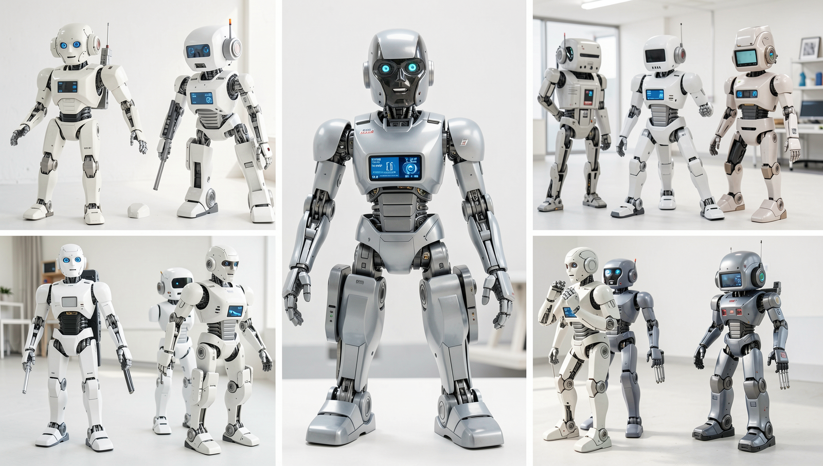 Collage of various robots used in Japan showcasing advanced technology and design.