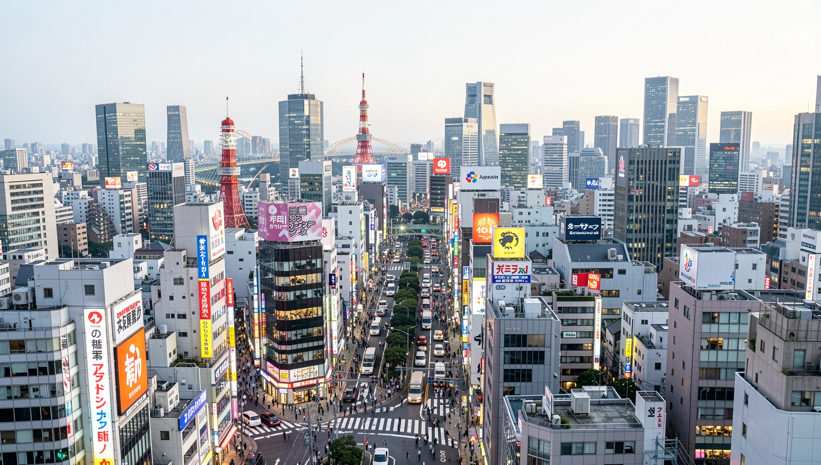Bustling Tokyo skyline showcasing modern tech startups and urban development.