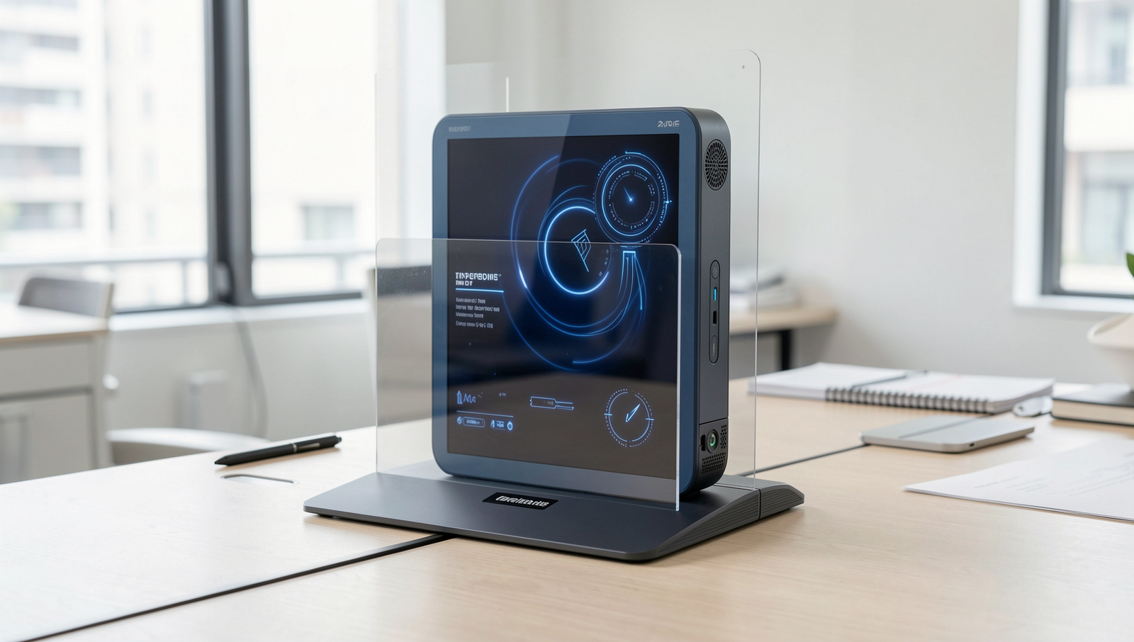 Innovative tech products displayed in a modern Tokyo workspace.