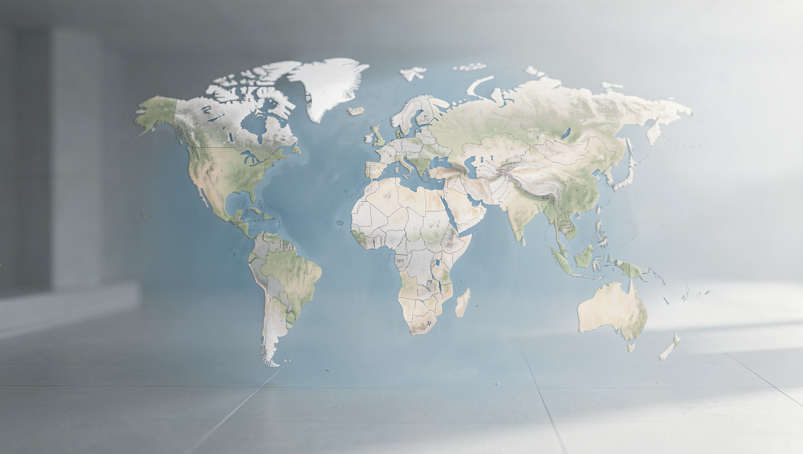 Photorealistic depiction of global market challenges in tech exports.